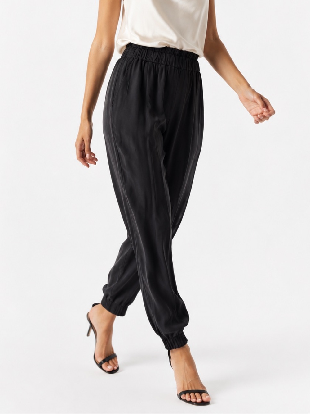 Bloomingdale’s 100% Hand Loomed Silk Charcoal Gray Jogger Pants L w/ Pockets NWT